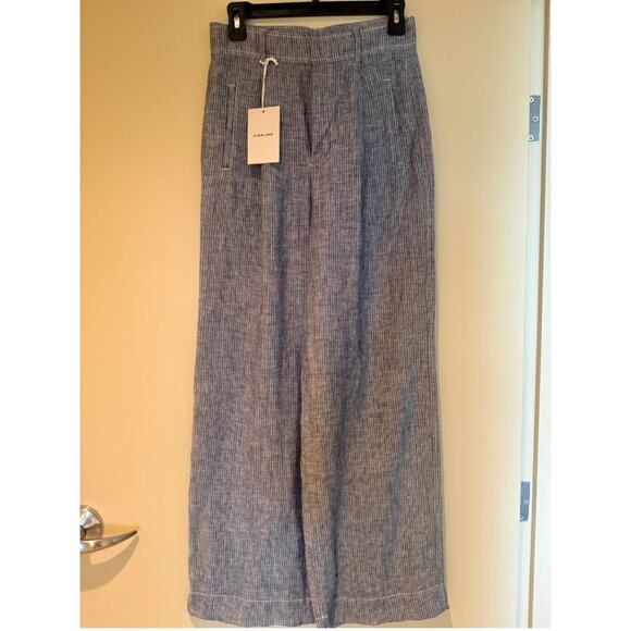 Everlane The Linen Way-High Drape Pant White/Blue Size 2 NWT - Picture 10 of 11